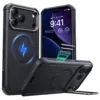 ESR รุ่น Cyber Tough Case with Stash Stand (Camera Control Button) - เคส iPhone 17 Pro - สี Black