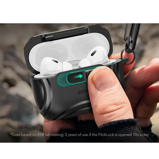 ESR รุ่น Cyber Armor FlickLock Case (HaloLock) - เคส AirPods Pro 3 - สี Titanium - Image 2