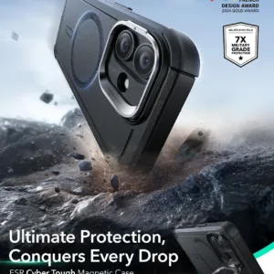 ESR รุ่น Cyber Tough Case with Stash Stand (Camera Control Button) - เคส iPhone 17 - สี Black