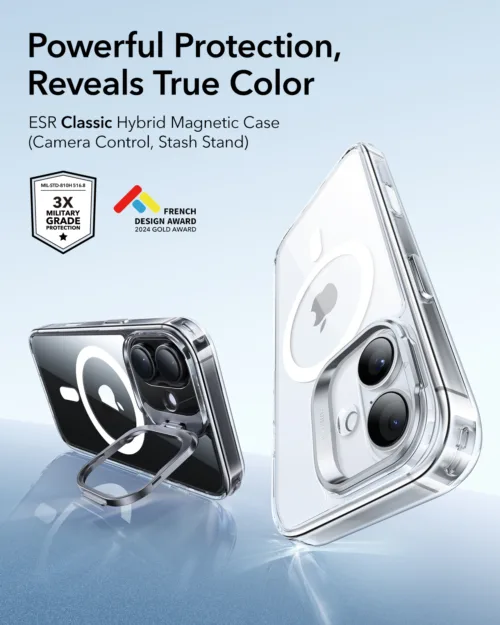 ESR รุ่น Classic Hybrid Case with Stash Stand (Camera Control Button) - เคส iPhone 17 - สี Clear - Image 2