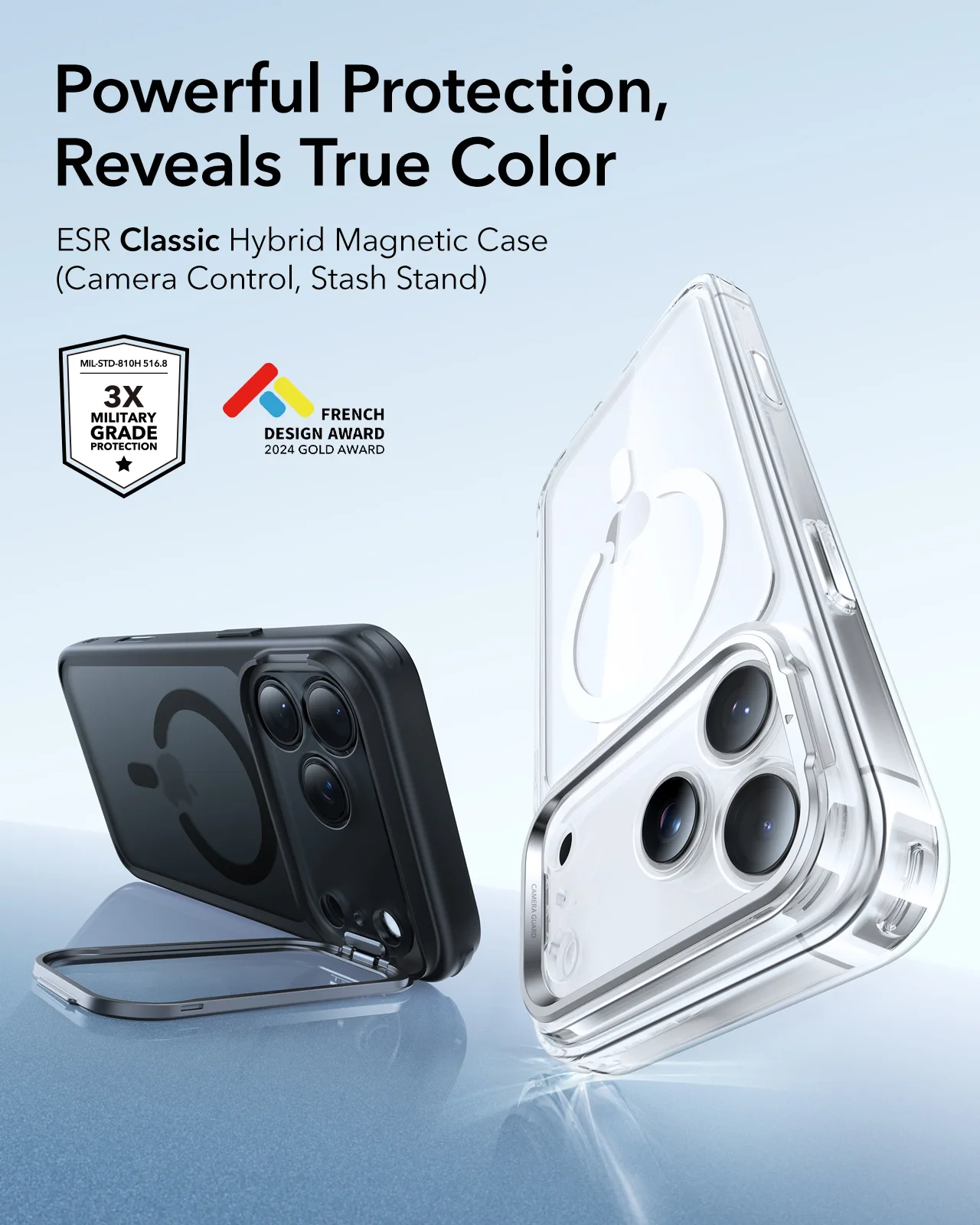 ESR รุ่น Classic Hybrid Case with Stash Stand (Camera Control Button) - เคส iPhone 17 Pro - สี Frosted Black 2 ESR รุ่น Classic Hybrid Case with Stash Stand (Camera Control Button) - เคส iPhone 17 Pro - สี Frosted Black - Image 2