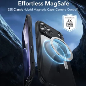 ESR รุ่น Classic Hybrid Case (Camera Control Button) - Bundle Set - เคสรวมฟิล์มในชุด iPhone 17 Pro Max - สี Clear Black