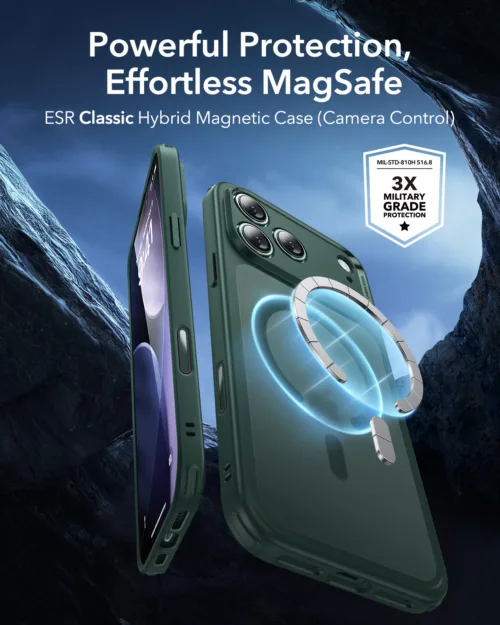 ESR รุ่น Classic Hybrid Case (Camera Control Button) - เคส iPhone 17 Pro Max - สี Frosted Green - Image 2