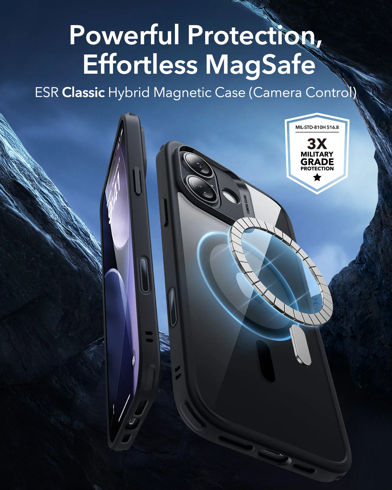 ESR รุ่น Classic Hybrid Case (Camera Control Button) - Bundle Set - เคสรวมฟิล์มในชุด iPhone 17 - สี Clear Black 2 ESR รุ่น Classic Hybrid Case (Camera Control Button) - Bundle Set - เคสรวมฟิล์มในชุด iPhone 17 - สี Clear Black - Image 2