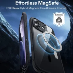 ESR รุ่น Classic Hybrid Case (Camera Control Button) - เคส iPhone 17 - สี Clear Black
