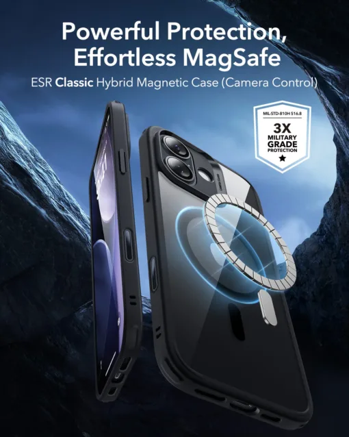 ESR รุ่น Classic Hybrid Case (Camera Control Button) - เคส iPhone 17 - สี Clear Black - Image 2