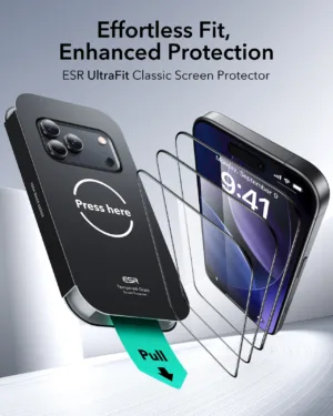 ESR รุ่น UltraFit Classic Screen Protector - ฟิล์มกระจก iPhone 17 Pro - สี Clear