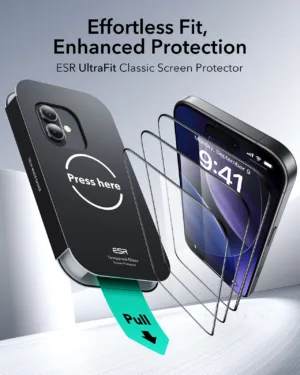 ESR รุ่น UltraFit Classic Screen Protector - ฟิล์มกระจก iPhone 17/16 Pro - สี Clear (แพ็ค 2 ชิ้น)