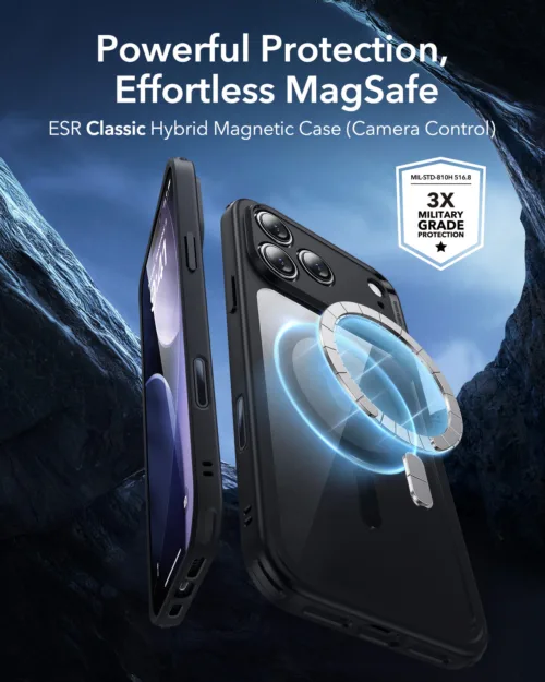 ESR รุ่น Classic Hybrid Case (Camera Control Button) - Bundle Set - เคส+ฟิล์ม iPhone 17 Pro - สี Clear Black - Image 2