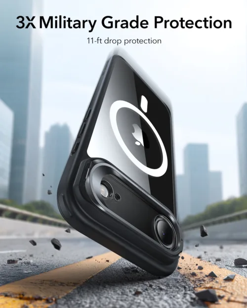 ESR รุ่น Classic Hybrid Case with Stash Stand (Camera Control Button) - เคส iPhone 17 Air - สี Clear Black - Image 3