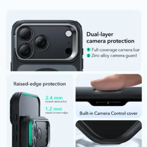 ESR รุ่น Classic Hybrid Case with Stash Stand (Camera Control Button) - เคส iPhone 17 Pro - สี Frosted Black 10 ESR รุ่น Classic Hybrid Case with Stash Stand (Camera Control Button) - เคส iPhone 17 Pro - สี Frosted Black