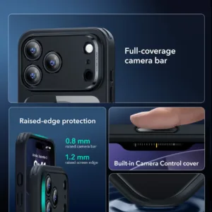 ESR รุ่น Classic Hybrid Case (Camera Control Button) - Bundle Set - เคสรวมฟิล์มในชุด iPhone 17 Pro Max - สี Clear Black