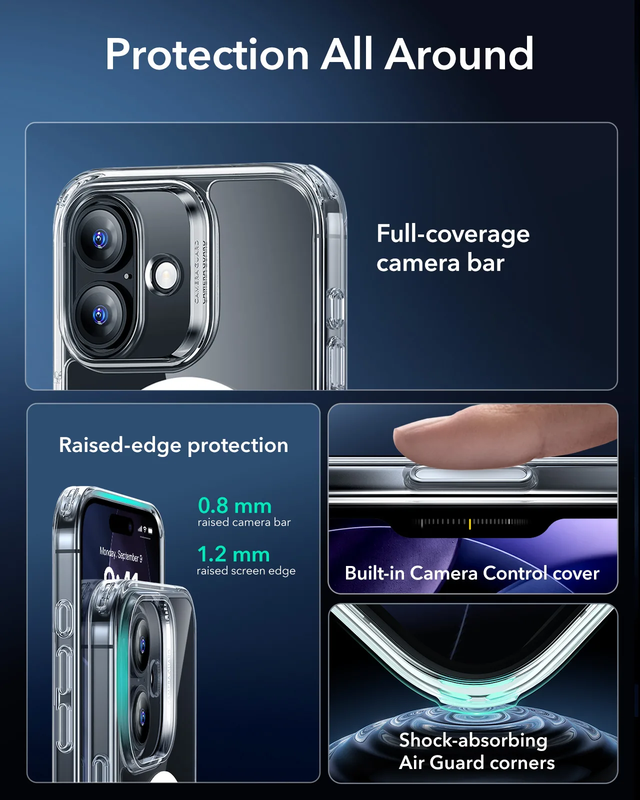 ESR รุ่น Classic Hybrid Case (Camera Control Button) - Bundle Set - เคสรวมฟิล์มในชุด iPhone 17 - สี Clear 3 ESR รุ่น Classic Hybrid Case (Camera Control Button) - Bundle Set - เคสรวมฟิล์มในชุด iPhone 17 - สี Clear - Image 3