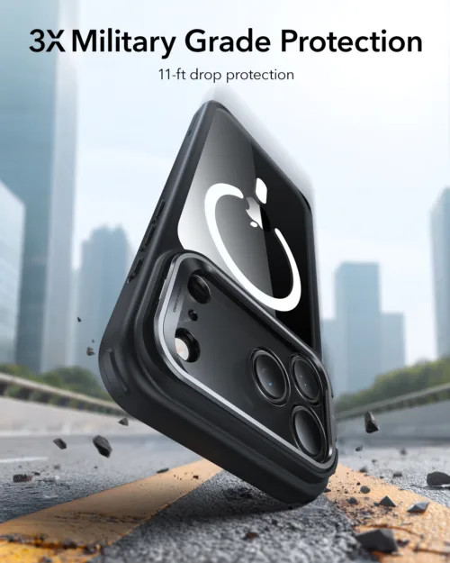 ESR รุ่น Classic Hybrid Case with Stash Stand (Camera Control Button) - เคส iPhone 17 Pro Max - สี Clear Black - Image 3