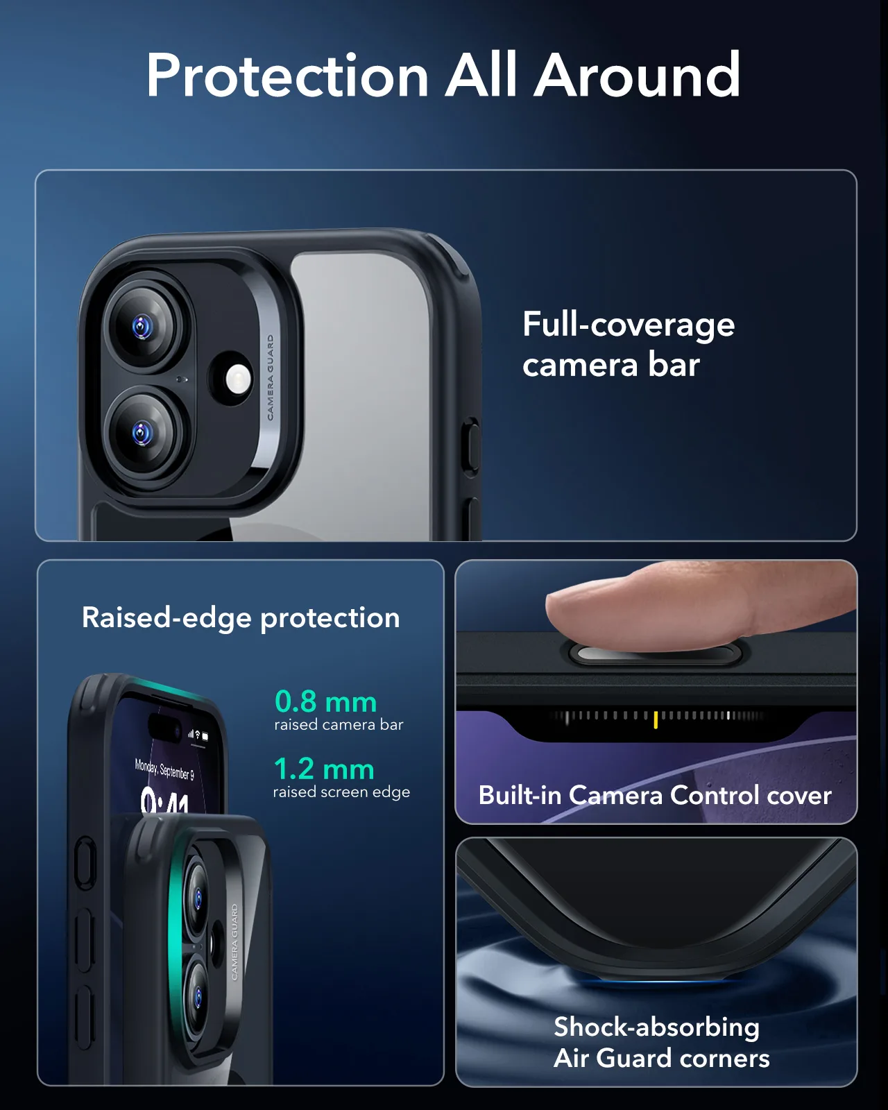 ESR รุ่น Classic Hybrid Case (Camera Control Button) - Bundle Set - เคสรวมฟิล์มในชุด iPhone 17 - สี Clear Black 3 ESR รุ่น Classic Hybrid Case (Camera Control Button) - Bundle Set - เคสรวมฟิล์มในชุด iPhone 17 - สี Clear Black - Image 3