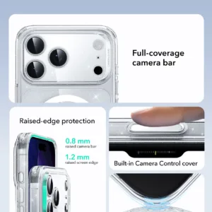 ESR รุ่น Classic Hybrid Case (Camera Control Button) - เคส iPhone 17 Pro - สี Clear Shimmer