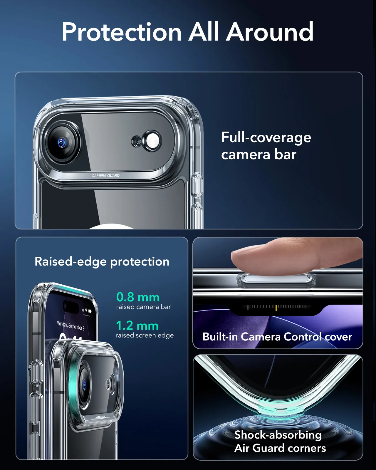 ESR รุ่น Classic Hybrid Case (Camera Control Button) - Bundle Set - เคสรวมฟิล์มในชุด iPhone Air - สี Clear 3 ESR รุ่น Classic Hybrid Case (Camera Control Button) - Bundle Set - เคสรวมฟิล์มในชุด iPhone Air - สี Clear - Image 3