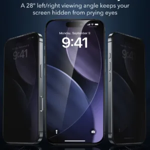 ESR รุ่น UltraFit Armorite Privacy Screen Protector - ฟิล์มหน้าจอ iPhone 17/16 Pro (แพ็ค 3 ชิ้น) 14 ESR รุ่น UltraFit Armorite Privacy Screen Protector - ฟิล์มหน้าจอ iPhone 17/16 Pro (แพ็ค 3 ชิ้น)