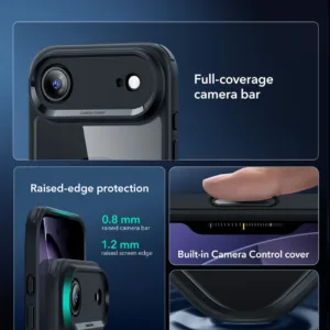 ESR รุ่น Classic Hybrid Case (Camera Control Button) - Bundle Set - เคสรวมฟิล์มในชุด iPhone Air - สี Clear Black