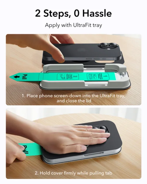ESR รุ่น UltraFit Classic Screen Protector - ฟิล์มกระจก iPhone 17/16 Pro - สี Clear (แพ็ค 2 ชิ้น) - Image 3