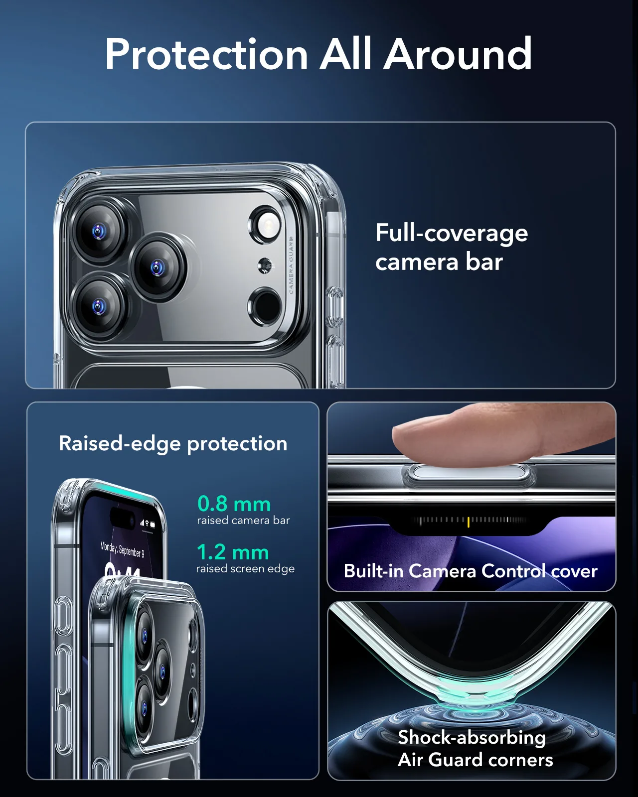 ESR รุ่น Classic Hybrid Case (Camera Control Button) - Bundle Set - เคสรวมฟิล์มในชุด iPhone 17 Pro - สี Clear 3 ESR รุ่น Classic Hybrid Case (Camera Control Button) - Bundle Set - เคสรวมฟิล์มในชุด iPhone 17 Pro - สี Clear - Image 3