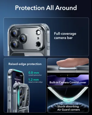 ESR รุ่น Classic Hybrid Case (Camera Control Button) - Bundle Set - เคส+ฟิล์ม iPhone 17 Pro Max - สี Clear