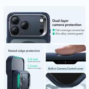 ESR รุ่น Classic Hybrid Case with Stash Stand (Camera Control Button) - เคส iPhone 17 Pro - สี Frosted Blue 11 ESR รุ่น Classic Hybrid Case with Stash Stand (Camera Control Button) - เคส iPhone 17 Pro - สี Frosted Blue