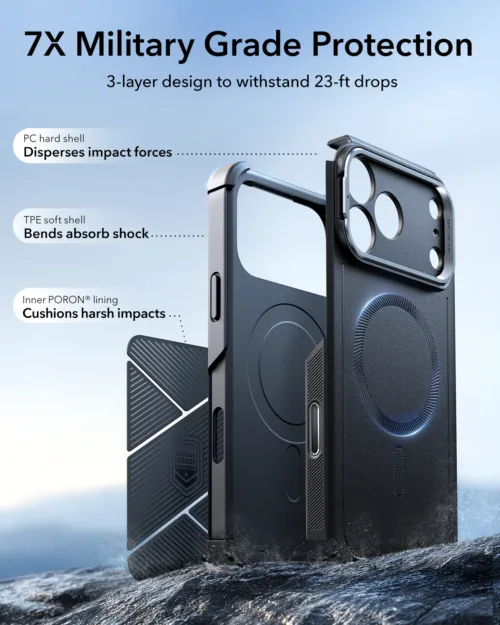 ESR รุ่น Cyber Tough Case with Stash Stand (Camera Control Button) - เคส iPhone 17 Pro - สี Black - Image 5