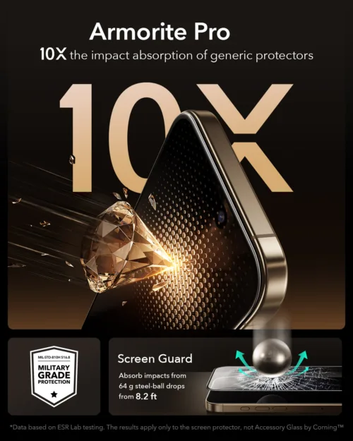 ESR รุ่น UltraFit Armorite® Pro Screen Protector - ฟิล์มกระจก iPhone 17 Pro - สี Clear - Image 10