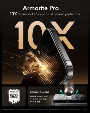 ESR รุ่น UltraFit Armorite® Pro Screen Protector - ฟิล์มกระจก iPhone 17/16 Pro - สี Clear