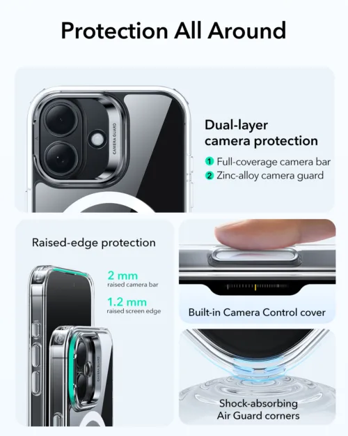 ESR รุ่น Classic Hybrid Case with Stash Stand (Camera Control Button) - เคส iPhone 17 - สี Clear - Image 4