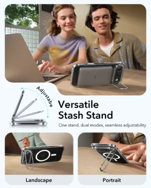 ESR รุ่น Classic Hybrid Case with Stash Stand (Camera Control Button) - เคส iPhone 17 Air - สี Clear