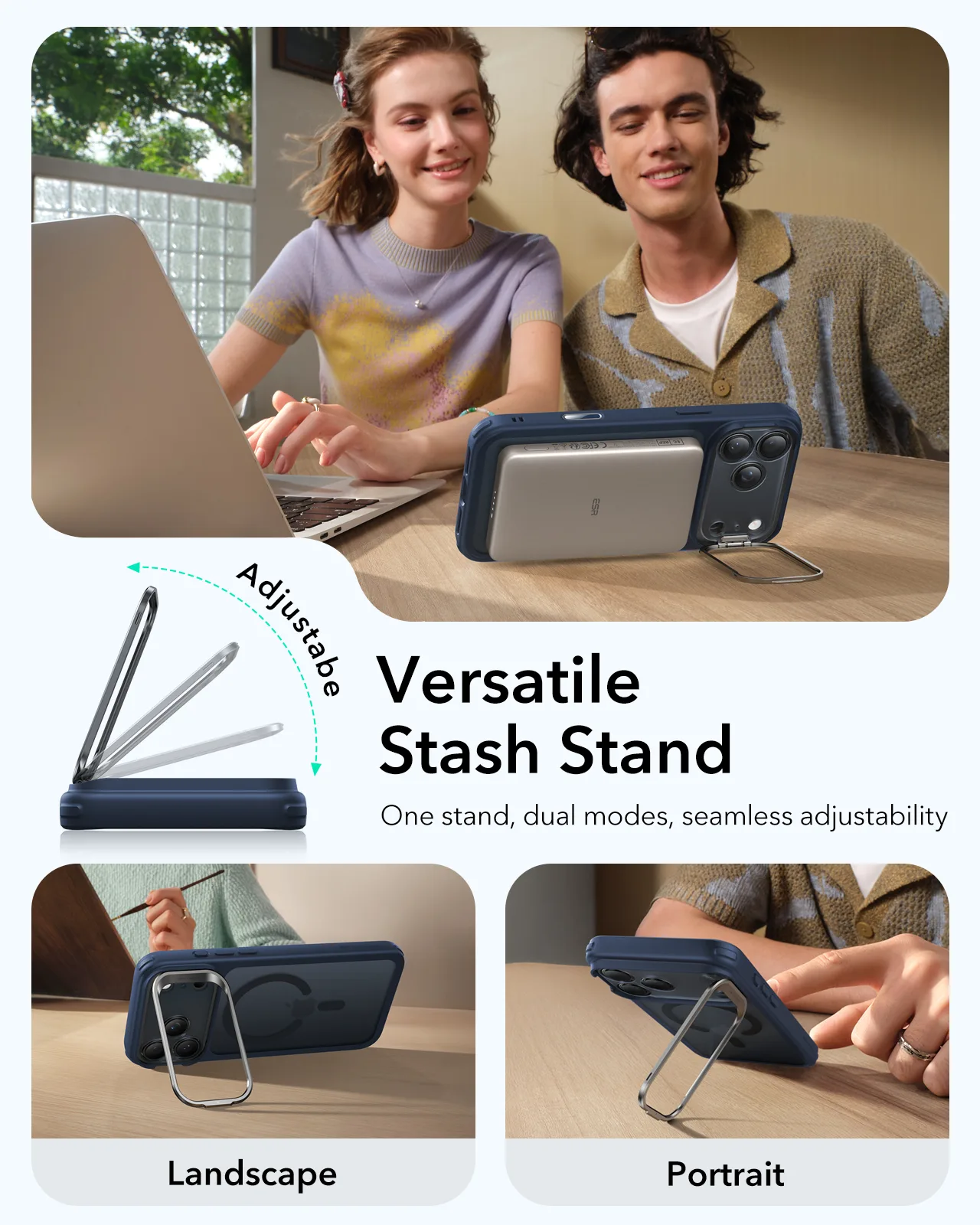 ESR รุ่น Classic Hybrid Case with Stash Stand (Camera Control Button) - เคส iPhone 17 Pro - สี Frosted Blue 5 ESR รุ่น Classic Hybrid Case with Stash Stand (Camera Control Button) - เคส iPhone 17 Pro - สี Frosted Blue - Image 5