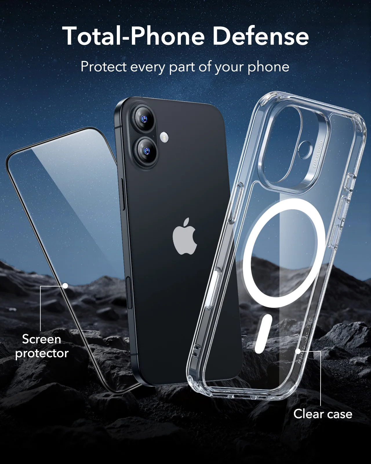 ESR รุ่น Classic Hybrid Case (Camera Control Button) - Bundle Set - เคสรวมฟิล์มในชุด iPhone 17 - สี Clear 6 ESR รุ่น Classic Hybrid Case (Camera Control Button) - Bundle Set - เคสรวมฟิล์มในชุด iPhone 17 - สี Clear - Image 6