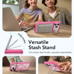 ESR รุ่น Classic Hybrid Case with Stash Stand (Camera Control Button) - เคส iPhone 17 Pro Max - สี Frosted Pink