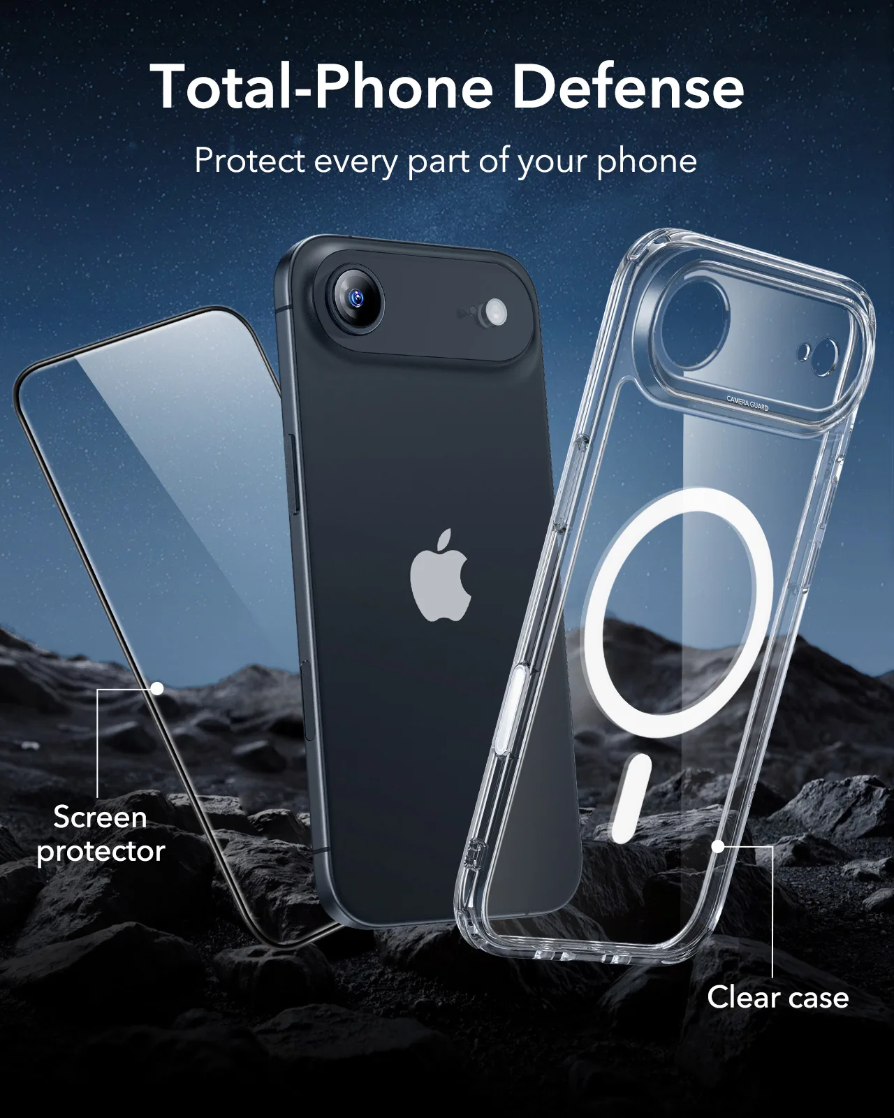 ESR รุ่น Classic Hybrid Case (Camera Control Button) - Bundle Set - เคสรวมฟิล์มในชุด iPhone Air - สี Clear 5 ESR รุ่น Classic Hybrid Case (Camera Control Button) - Bundle Set - เคสรวมฟิล์มในชุด iPhone Air - สี Clear - Image 5