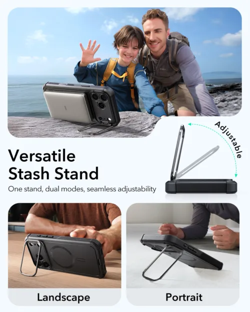 ESR รุ่น Cyber Tough Case with Stash Stand (Camera Control Button) - เคส iPhone 17 Pro - สี Black - Image 4