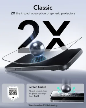 ESR รุ่น UltraFit Classic Screen Protector - ฟิล์มกระจก iPhone 17 Pro - สี Clear
