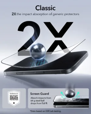 ESR รุ่น UltraFit Classic Screen Protector - ฟิล์มกระจก iPhone 17/16 Pro - สี Clear (แพ็ค 2 ชิ้น)