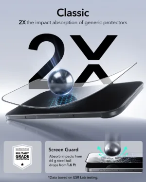 ESR รุ่น UltraFit Classic Screen Protector - ฟิล์มกระจก iPhone 17 Air - สี Clear