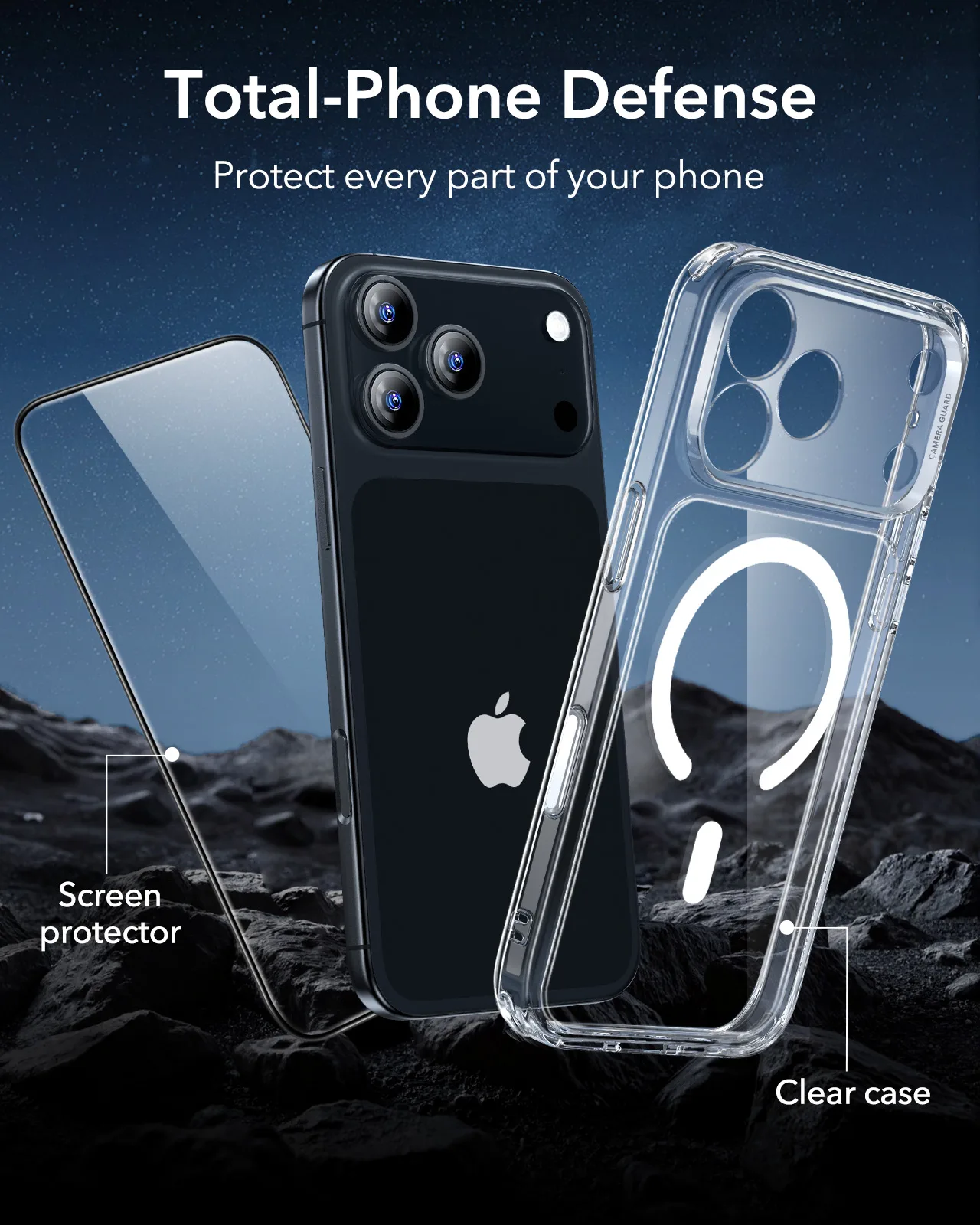 ESR รุ่น Classic Hybrid Case (Camera Control Button) - Bundle Set - เคสรวมฟิล์มในชุด iPhone 17 Pro - สี Clear 5 ESR รุ่น Classic Hybrid Case (Camera Control Button) - Bundle Set - เคสรวมฟิล์มในชุด iPhone 17 Pro - สี Clear - Image 5