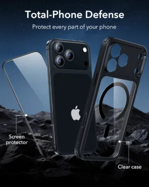 ESR รุ่น Classic Hybrid Case (Camera Control Button) - Bundle Set - เคส+ฟิล์ม iPhone 17 Pro - สี Clear Black