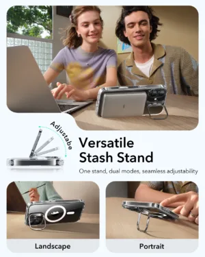 ESR รุ่น Classic Hybrid Case with Stash Stand (Camera Control Button) - เคส iPhone 17 - สี Clear