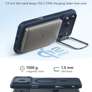 ESR รุ่น Classic Hybrid Case with Stash Stand (Camera Control Button) - เคส iPhone 17 Pro - สี Frosted Blue 13 ESR รุ่น Classic Hybrid Case with Stash Stand (Camera Control Button) - เคส iPhone 17 Pro - สี Frosted Blue