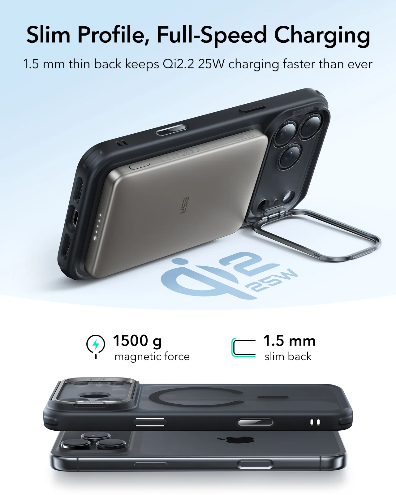 ESR รุ่น Classic Hybrid Case with Stash Stand (Camera Control Button) - เคส iPhone 17 Pro - สี Frosted Black 6 ESR รุ่น Classic Hybrid Case with Stash Stand (Camera Control Button) - เคส iPhone 17 Pro - สี Frosted Black - Image 6