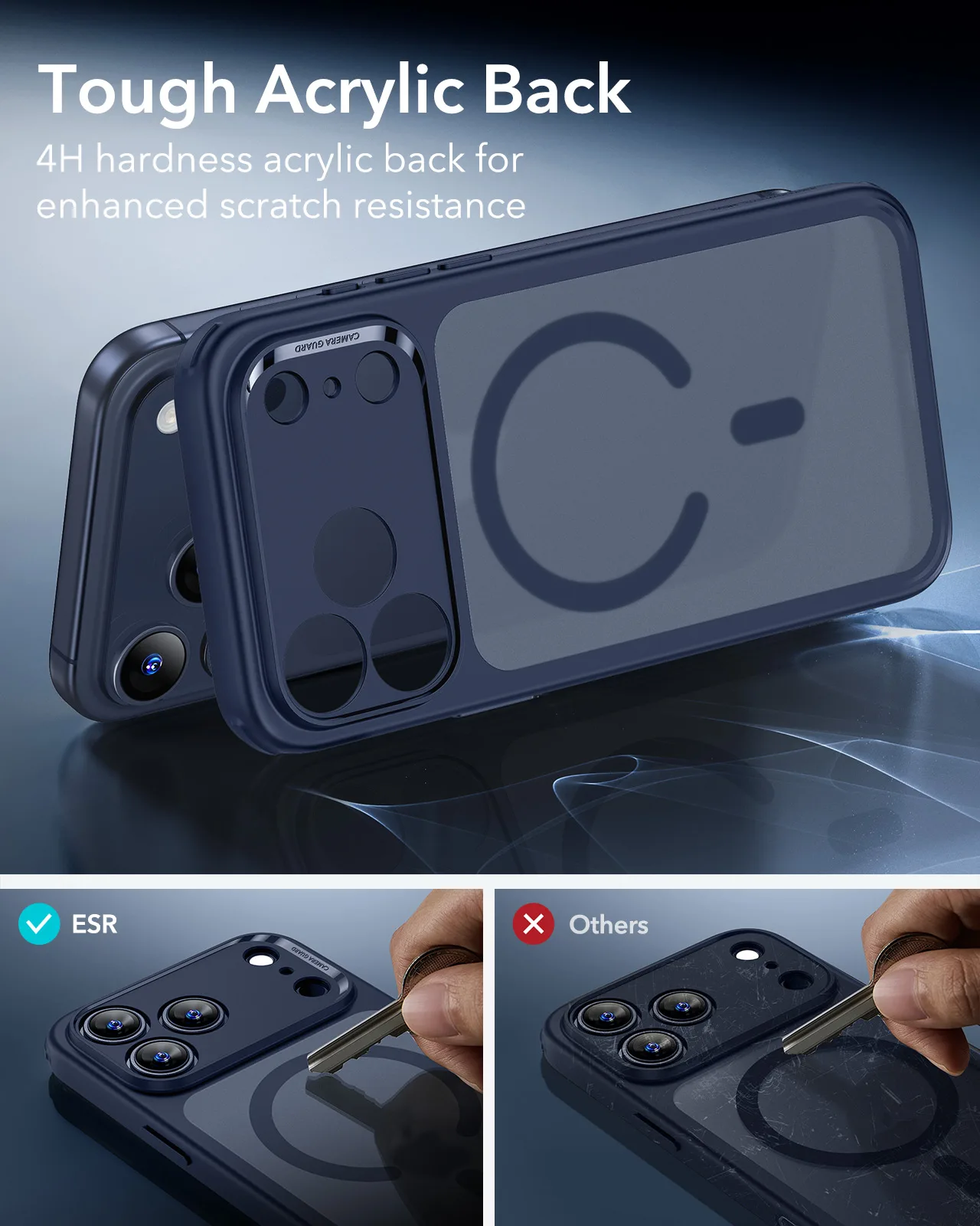 ESR รุ่น Classic Hybrid Case (Camera Control Button) - เคส iPhone 17 Pro Max - สี Frosted Blue 6 ESR รุ่น Classic Hybrid Case (Camera Control Button) - เคส iPhone 17 Pro Max - สี Frosted Blue - Image 6