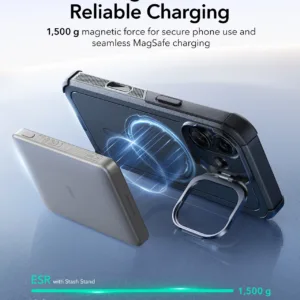 ESR รุ่น Cyber Tough Case with Stash Stand (Camera Control Button) - เคส iPhone 17 - สี Black