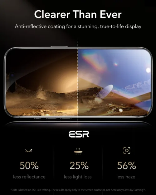 ESR รุ่น UltraFit Armorite® Pro Screen Protector - ฟิล์มกระจก iPhone 17/16 Pro - สี Clear - Image 6