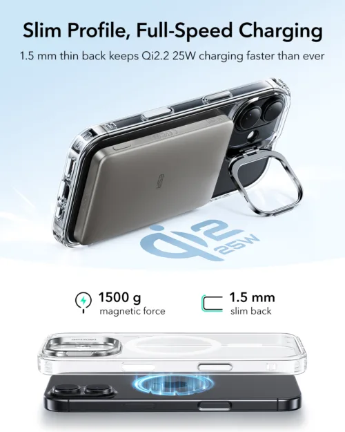 ESR รุ่น Classic Hybrid Case with Stash Stand (Camera Control Button) - เคส iPhone 17 - สี Clear - Image 6
