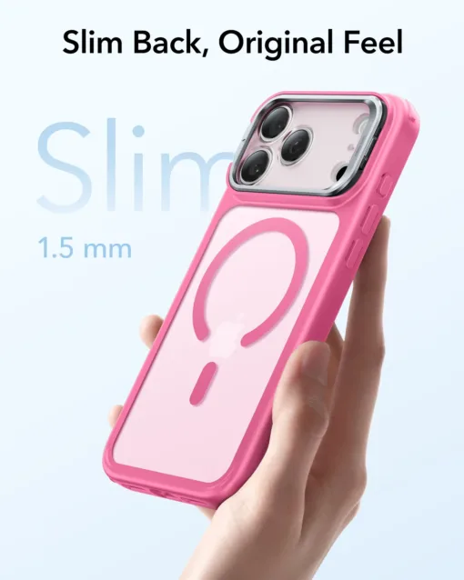 ESR รุ่น Classic Hybrid Case with Stash Stand (Camera Control Button) - เคส iPhone 17 Pro Max - สี Frosted Pink - Image 7